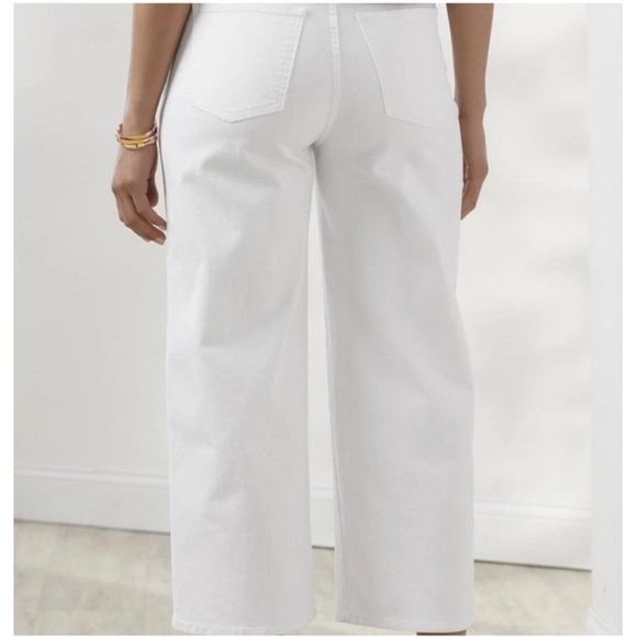 Soft Surroundings Ultimate Denim Wide Leg Crop White Jeans Women's Size 10 - Picture 2 of 11